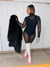 Load image into Gallery viewer, BLACK SHEER MOCKNECK CATSUIT